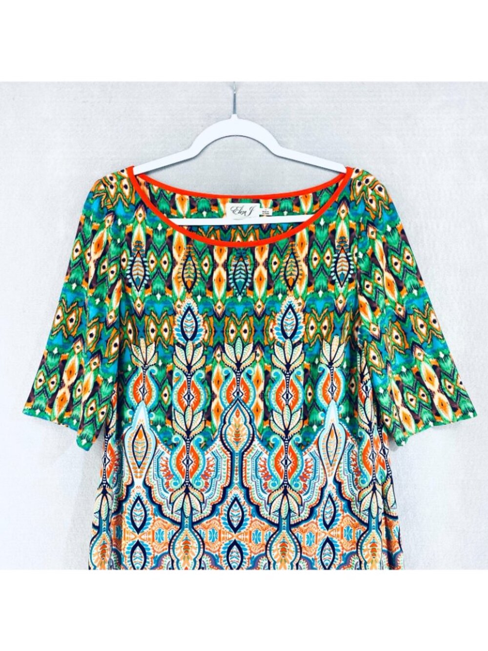 Eliza J Dress Womens 14 Multicolor Stretch Pullover Diamond Sheath Quiet Luxury - Picture 3 of 13